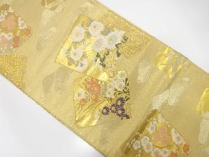 破れ色紙に花模様織出し袋帯